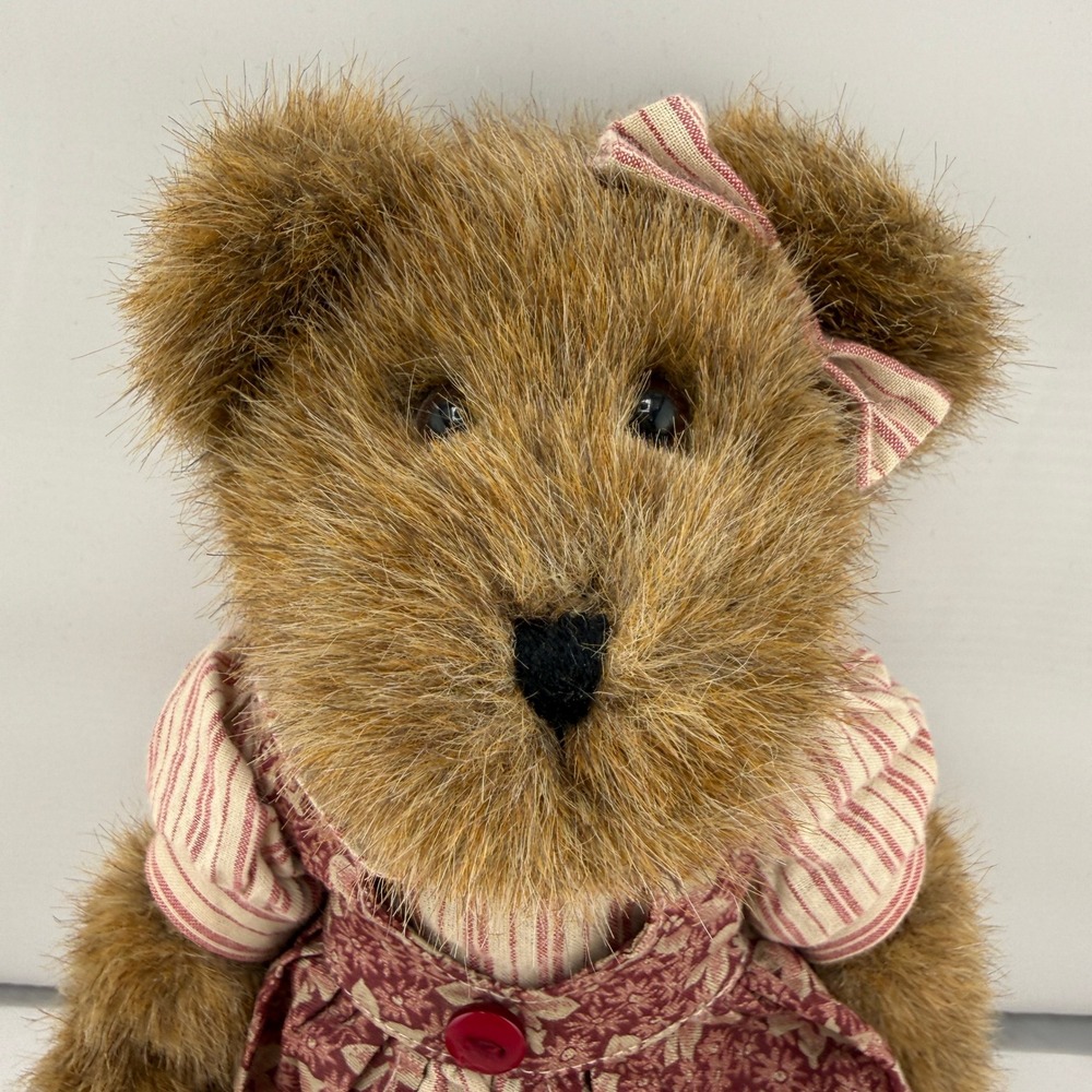 Boyds Bear Plush Toy Small Brown Excellent Cracker Barrel Floral Country Dress